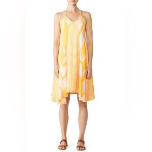 Slate & Willow Sunny Yellow And White Striped Asymmetrical Swing Dress Size 8